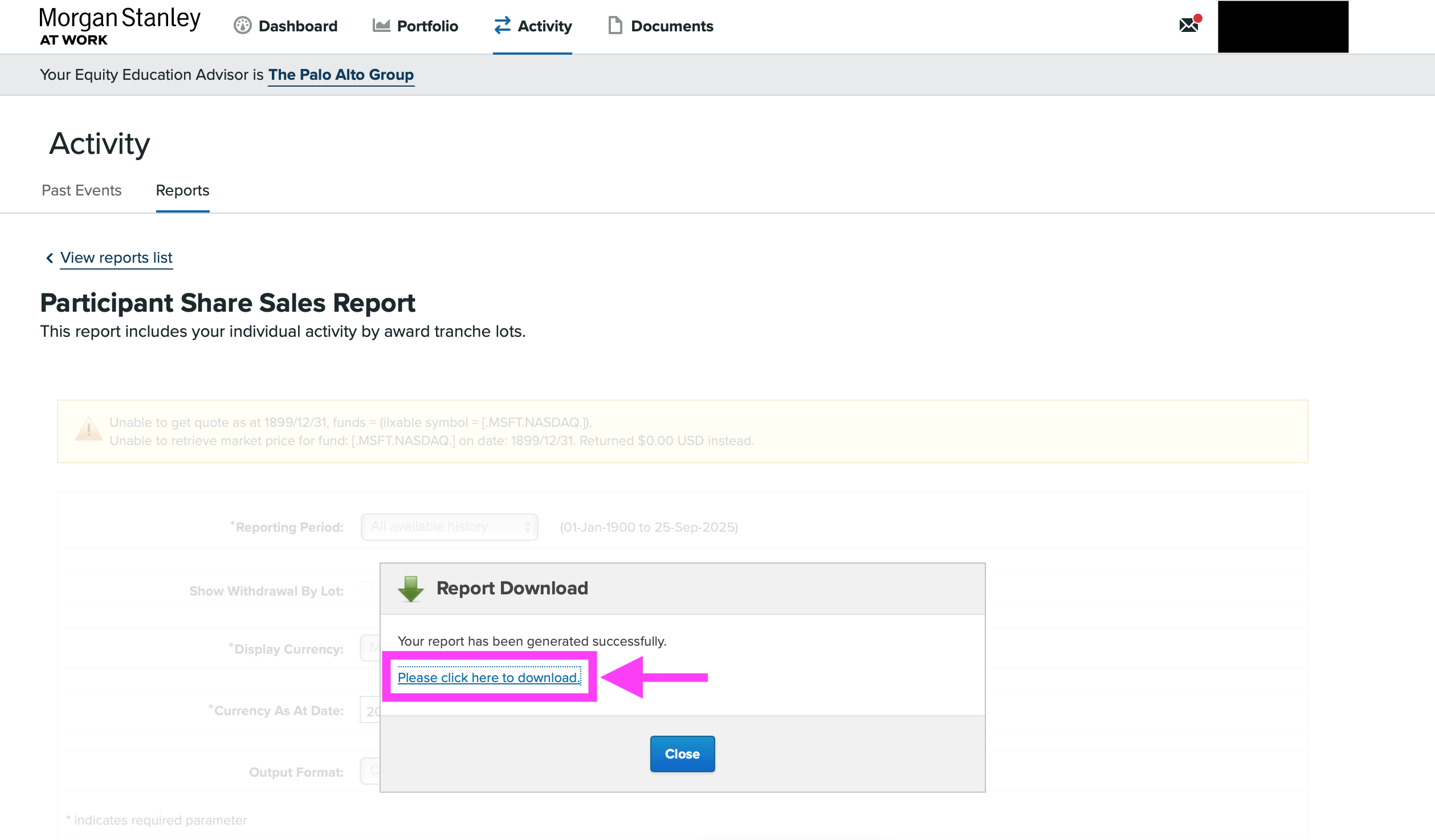 Morgan Stanley Download Popup