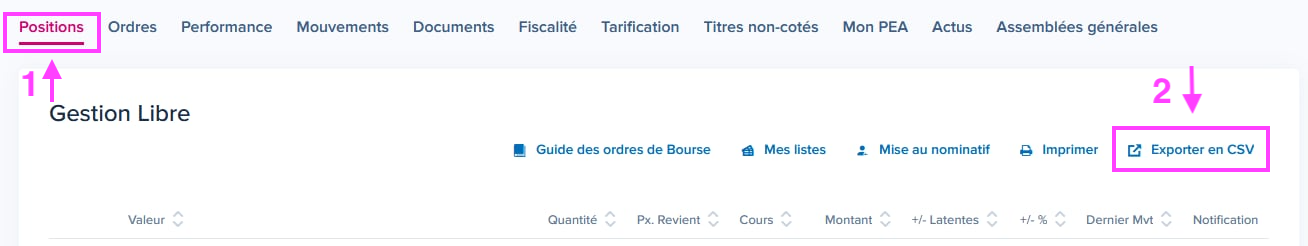 Export CSV BoursoBank