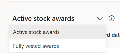 Menu déroulant des attributions d'actions Total Rewards