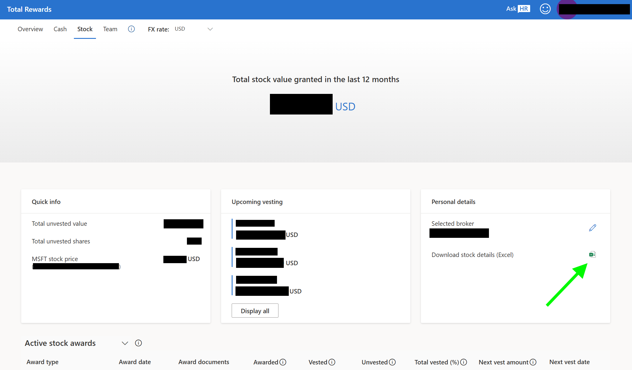 Attributions d'actions Total Rewards